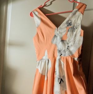 Calvin Klein Coral Orchid Printed Midi Dress